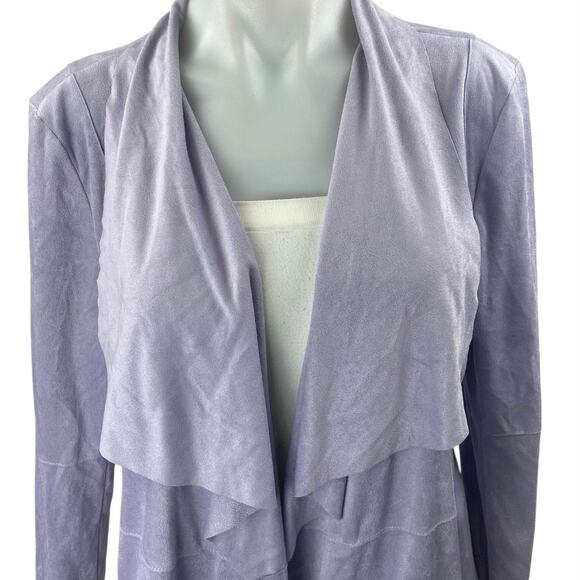 NWT Bagatelle Purple Faux Suede Drape Open Front Long Sleeve Coat Jacket Size L - Picture 3 of 5